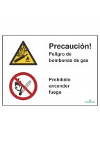 Precaución! Peligro de bombonas de gas/Prohibido encender fuego