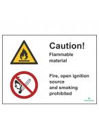 Caution! Flammable material/Fire, open ignition source and smoking prohibited
